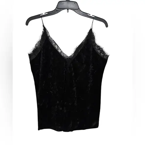 ZARA  Black Lace Trim Velvet Cami Top XS