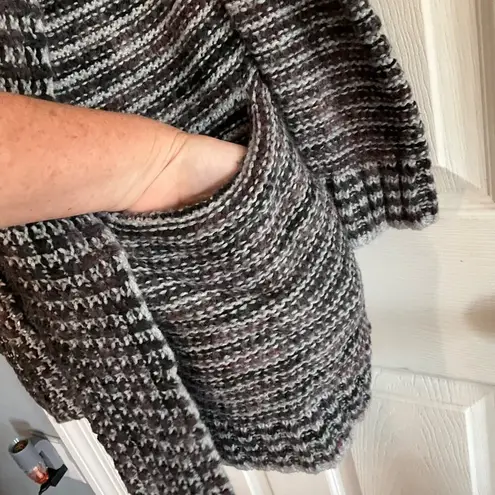 Bob Timberlake Womens Medium Striped Open-Front Cardigan Sweater shacket pockets