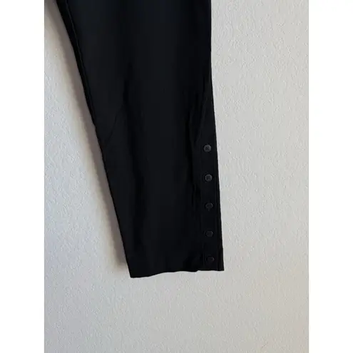 Chico's  Women Black Ponte Knit Slim Leg Ankle Pull On Pant Button Detail Size 14