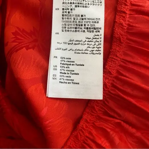 Sandro Azelie Silk-blend Red Satin-Jacquard Mini Dress