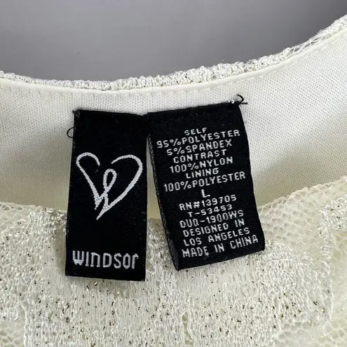 Windsor  Cream Lace Tulle Dress, Sleeveless Fit & Flare Formal Party L