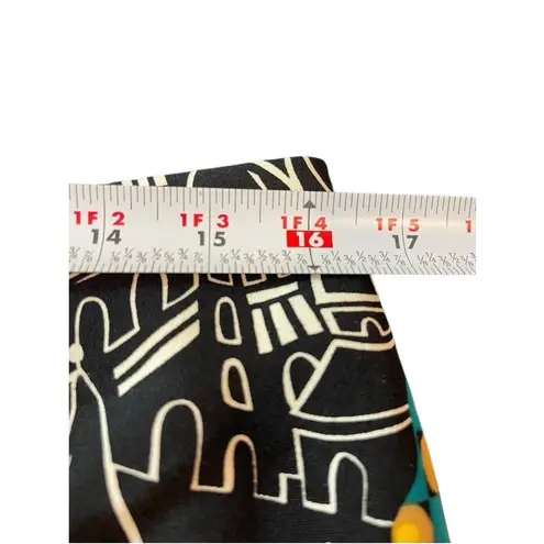 Laura Tanzer 100% Silk Bold Abstract European Cityscape Wide Leg Palazzo Pants L Black Size L