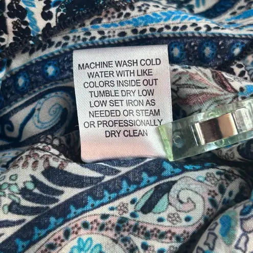 Womens Tunic Medium Fairy Blouse Boho Bohemian Flowy Paisley Handkerchief Hem Blue