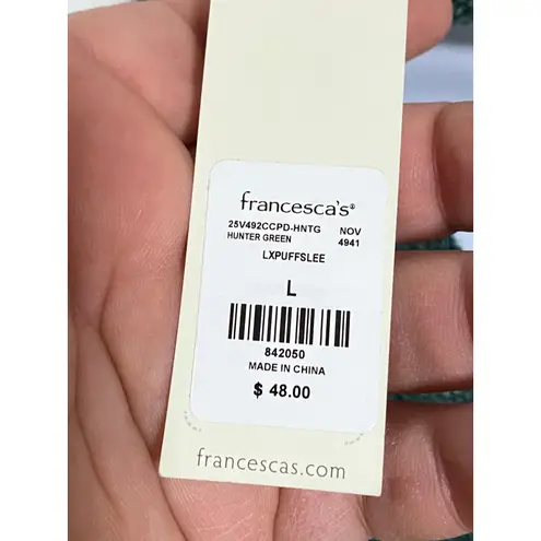 Francescas Harper Heritage Green Sweater Dress L Surplice Open Back Bow Boho NWT Size L