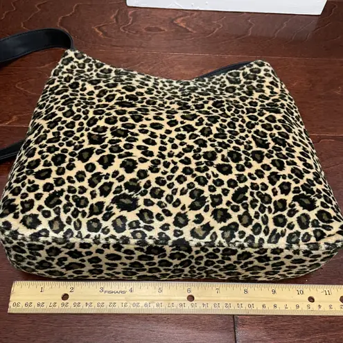 Evan Picone Cream Black Tan Leopard Velvet Shoulder Purse