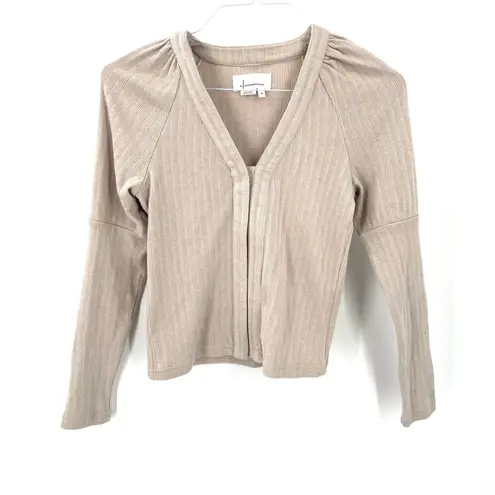 Anthropologie  Puff Sleeve Snap Button Cardigan Sweater Top