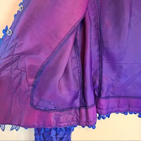 Vintage 80s Size 13/14 Cachet by Bari Protas Lace Embellished Victorian Jacket Purple