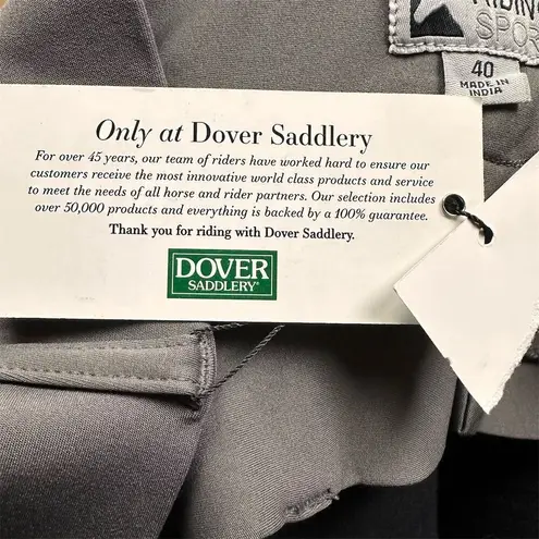 NWT Dover Saddlery Women's Gray Horse Riding Pants Size 40 Knee Patch Breeches