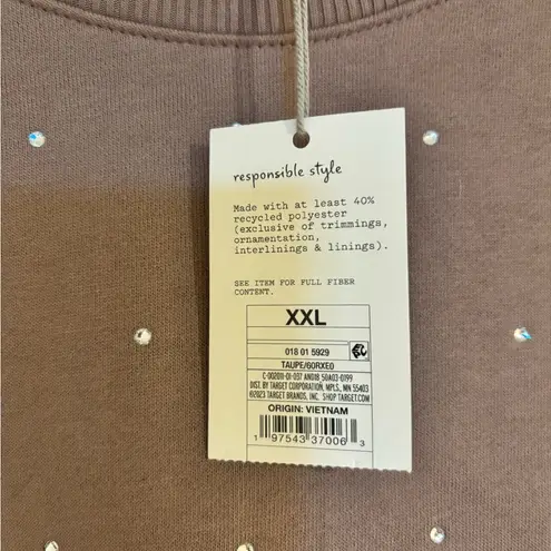 A New Day  Women’s Rhinestone Crewneck Tan Sweatshirt - Size XXL - NWT
