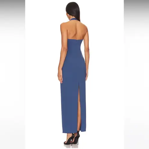 LIONESS  Strapless Blue Halter Maxi Dress