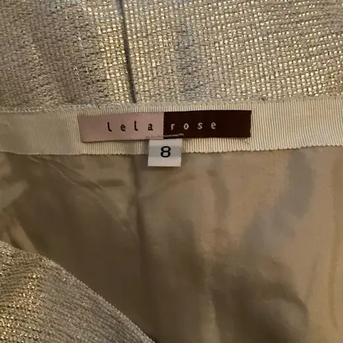 Lela Rose Metallic Pleated Pencil Skirt Gold Size 8