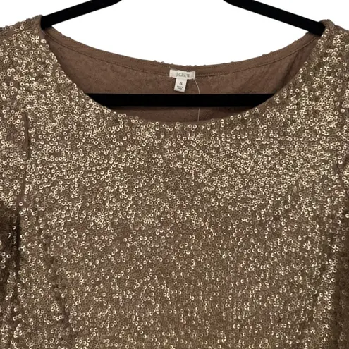 J.Crew NWT  Womens Glimmer Long Sleeve Sequin Boatneck Tee Size Small‎ Party