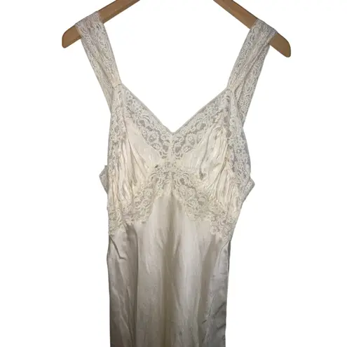 Vintage Fischer Pure Silk Lace Nightgown Slip Dress S/M? Ivory Lingerie Bridal White Size M