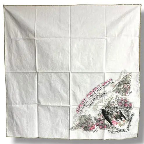 Vintage Great Smoky Mts National Park Souvenir Scarf Bandana Pale Pink
