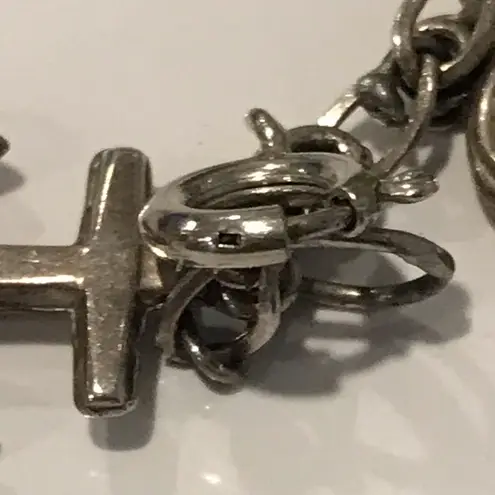 Vintage Sterling Silver Charm Bracelet, Heart Anchor Skates Ship, 7 Inch