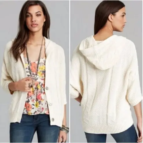 Free People  Cream Oversized Slouchy Cable Knit Cardigan | XS