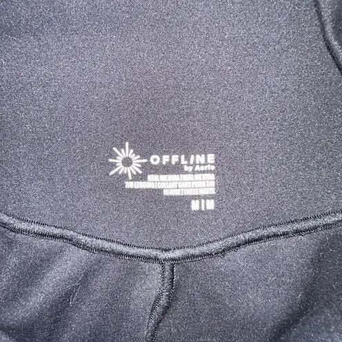 Aerie Offline by  Real Me Xtra Black High-Rise Crossover 7/8 Leggings MEDIUM