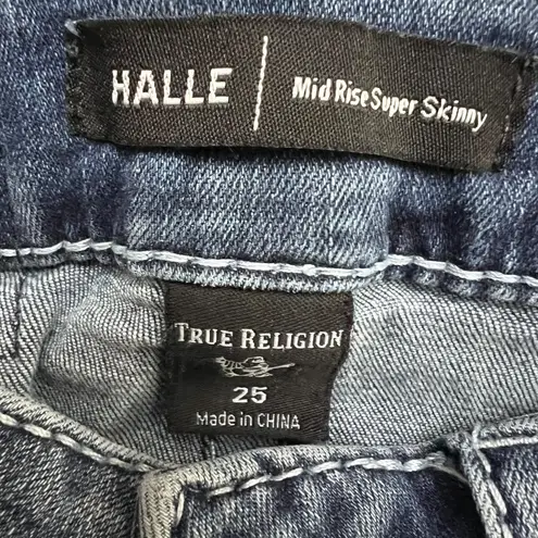 True Religion Women's Halle Big T BIG T Mid Rise Skinny Jean Sz 25 Blue Denim