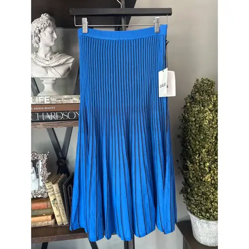 Amur Jenna Pleated Knit Midi Skirt Blue Womens Size Medium