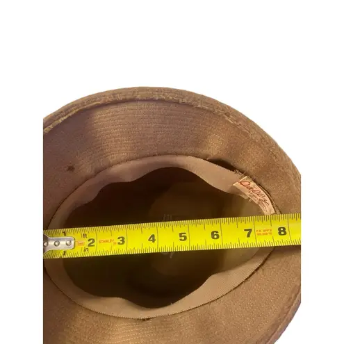 Womens Cloche Hat Bowler Hat Tan Faux Fur Mod Satin Sash Bow Germany 8" Vintage