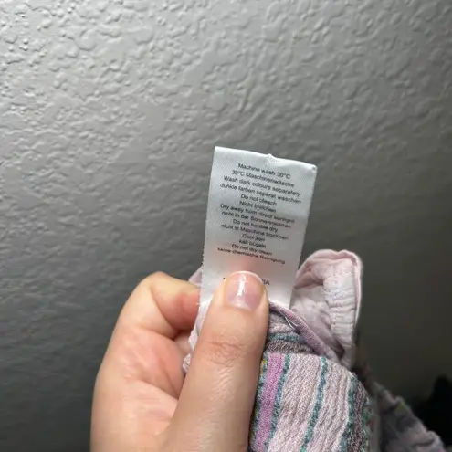 Wrap London Wide Leg Striped Smocked Waist Pants Bohemian Casual artsy beach Pink Size 6