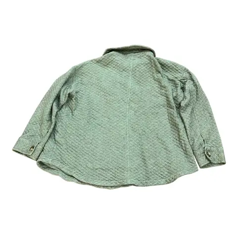 J. Jill Quilted Button Front Collar Long Sleeve Shirt Jacket Sage Green Large