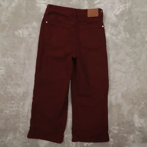 Judy Blue Jeans Womens 7/28 Oxblood High Waist Tummy Control Wide Crop Stretch