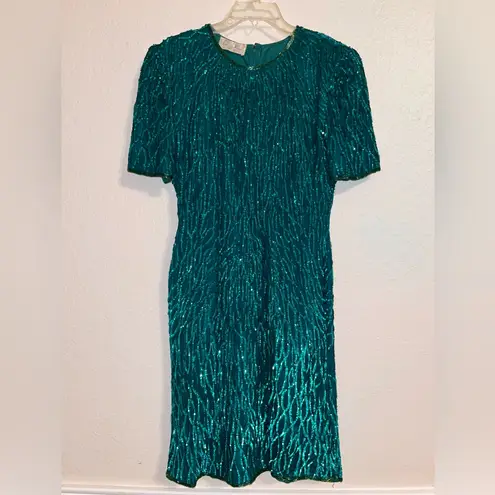 Laurence Kazar Vintage Elegant Green Dress New York Black Tie Cocktail Dress