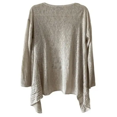 B2 Elena Baldi Women's Beige Lace Trim Duster Cardigan Italian Made Size S Tan