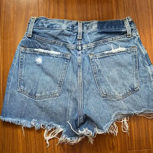 Abercrombie & Fitch Abercrombie Distressed Denim High Rise Natural Rise Short