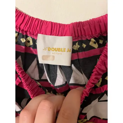 RTR La DoubleJ XS Paloma Yellow Multicolor Print Off Shoulder Shift Midi Dress