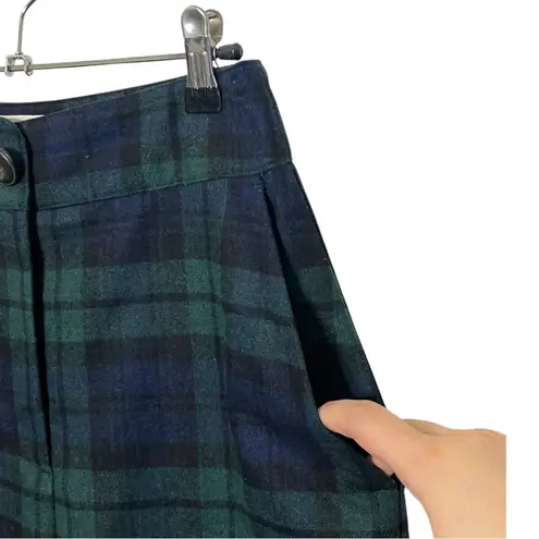 Sézane Sezane Martin Plaid Wool Blend Trousers Green Navy Wide Leg Size 4 Preppy