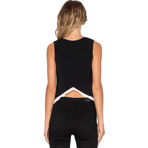 ALC Frank new A.L.C. ᪥ Cutaway Hem Contrast Silk V Neck Sleeveless Tank Top ᪥ Black White