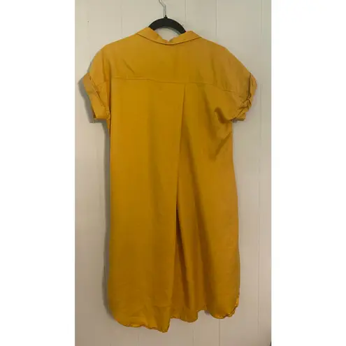 Evy's Tree The Harper Mustard Yellow Short Sleeve High Low Dress Pockets XS