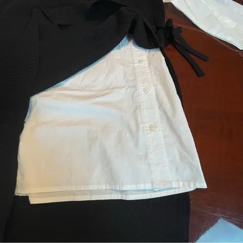 Elan Nia Sleeveless Shirt Sweater Vest Dress Navy Blue White Sz Small