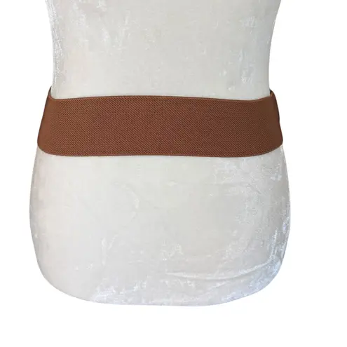 Women's unbranded brown braided stretch leather belt with leather buckle