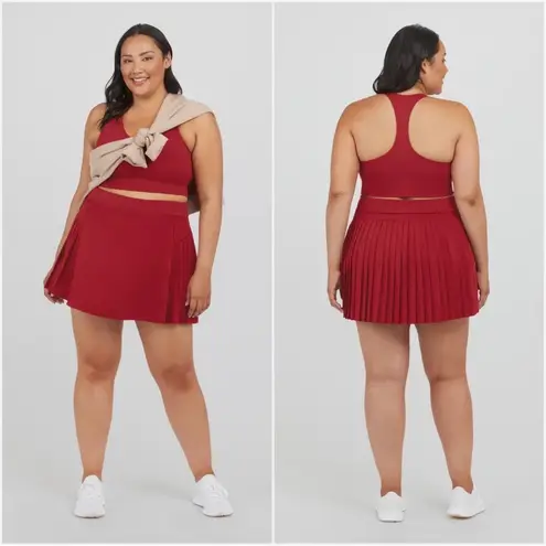 Spanx NWOT • get moving pleated skirt in rich red sz XS