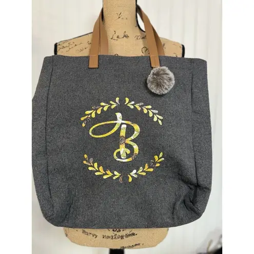 Personalized Letter B Sunflower Tote Bag 15 1/2” X 15 1/2”