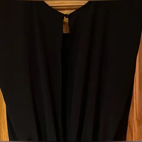 ASOS  Cropped Cap Sleeves Open Back Elastic Waist‎ Black Viscose Jumpsuit Size 2 - Image 8