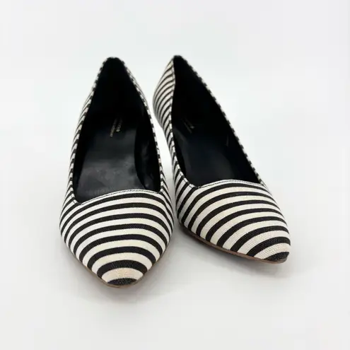 Kate Spade  Striped Canvas Heels Size 8 Black White