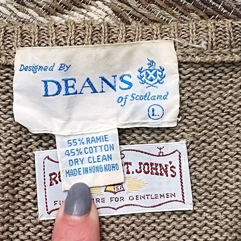 Vtg Deans of Scotland Sweater Vest Sleeveless Knit Strawberries M Medium L Large Green