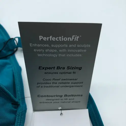 Coco reef Flourish Bra Sized Tier Mesh Underwire Tankini Top Teal Blue 36C