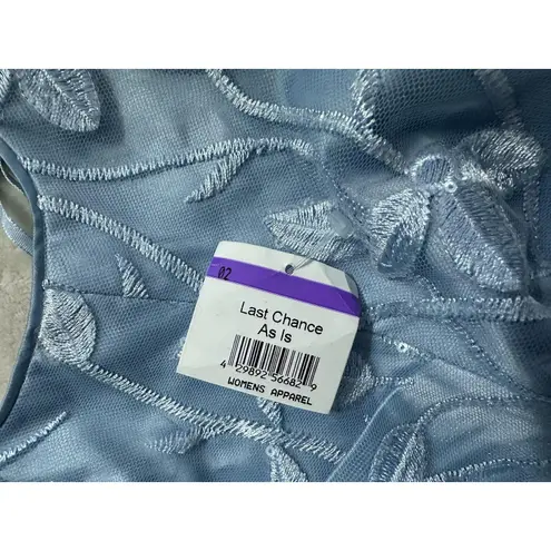 Eliza J Sheath Midi Dress Women's 4 Sky Blue Embroidered Floral Cap Sleeve NWT