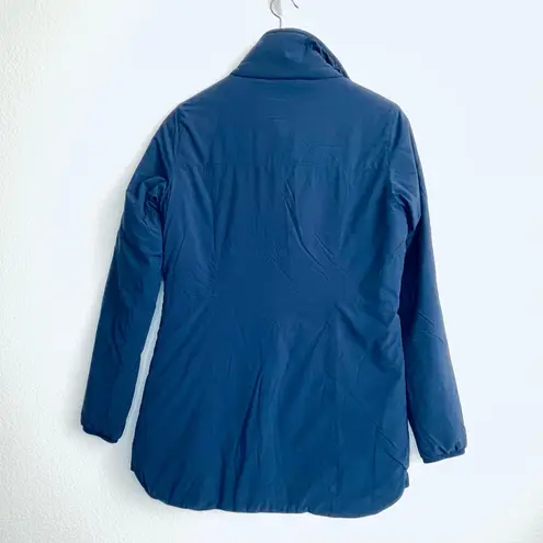 Toad & Co Aeriem Jacket Cozy and Cute navy blue long sleeves hand warmer pocket