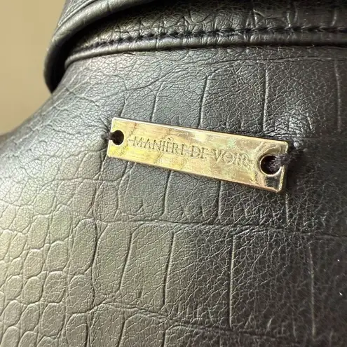 Maniere De Voir Faux Leather Snap Front Oversized Shirt 8 L