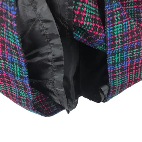 Vintage Joan Leslie Tweed Skirt Wool Blend Pink Green Blue Plaid Retro Skirt 6P