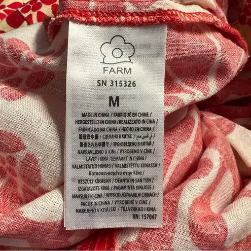 Farm Rio Womens Palermo Linen Romper Size M Red White Resort Tropical Vacation