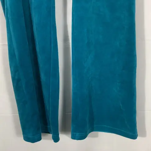 Juicy Couture Peacock Green Velour Classic Logo Track Pants Joggers Size XL