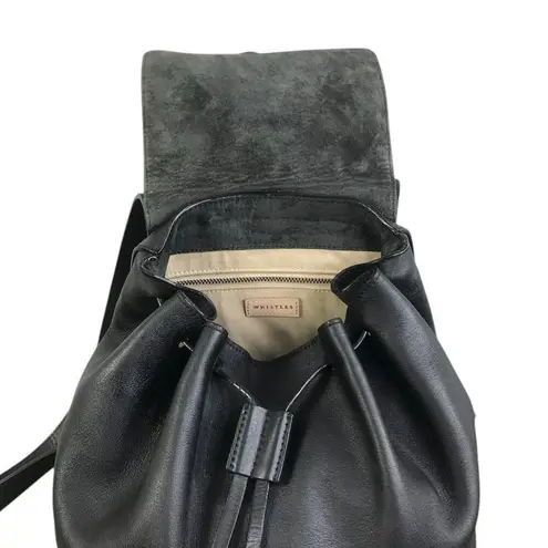 WHISTLES Cow Leather Backpack Black Drawstring Zip Academia Lifestyle Travel
