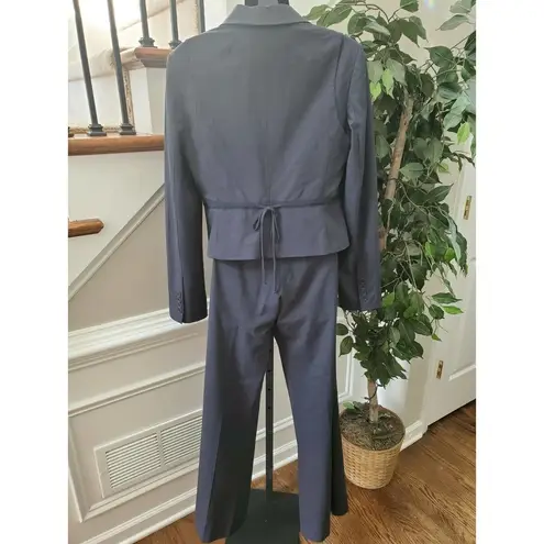 BCBGMAXAZRIA  Women Solid Gray Wool Two Buttons Blazer & Pant 2 Piece Suit Size M